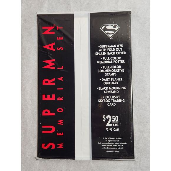DC Superman #75 Death Of Superman Black Poly Bag Memorial Set Sealed 1992 - Picture 3 of 4